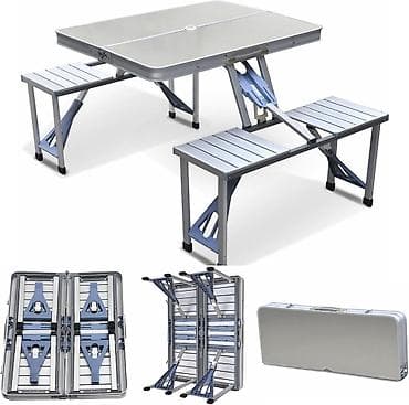 Kamping üçün özü yığılan açılan stol stul dəsti Metal versiya