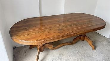 Qonaq masası, İşlənmiş, Açılmayan, Oval masa