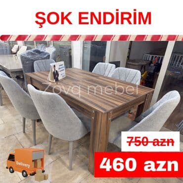 qara sam: Qonaq otağı üçün, Yeni, Açılan, Kvadrat masa, 6 stul — 3