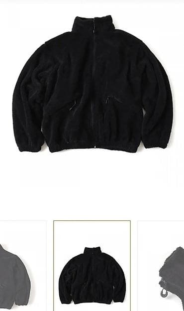 pull bear kurtka: Qara flis jaket – tam fermuarlı, yüksək boğazlı model - Material — 2