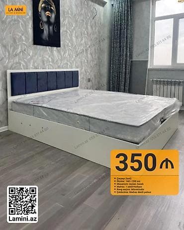 İkinəfərlik çarpayı, Bazalı, Matras ilə, Siyirməsiz