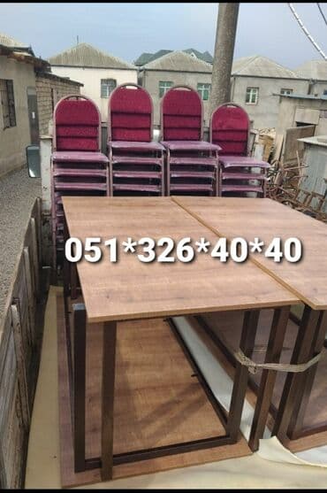 Masa və oturacaq dəstləri: Qonaq otağı üçün, Yeni, Açılan, Dördbucaq masa, 1 stul — 12