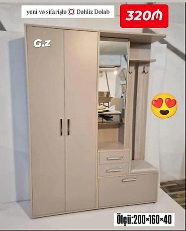 taxtalar: Düz dolab, Dəhliz üçün, Paltar üçün, Açılan, Korpuslu, 2 qapılı — 1