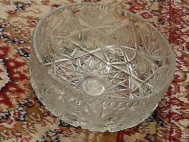 sufre: Kəsimli şüşə meyvə/salat qabı - Material: qalın, şəffaf şüşə (kristal — 1
