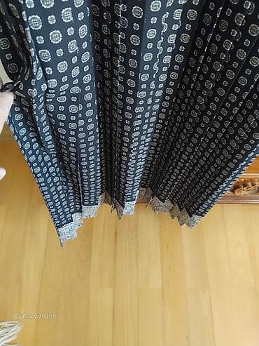 nude ten: Qadın geyim dəsti 1) Uzun qara don - Naqişli xırda ağ motivli print - — 2