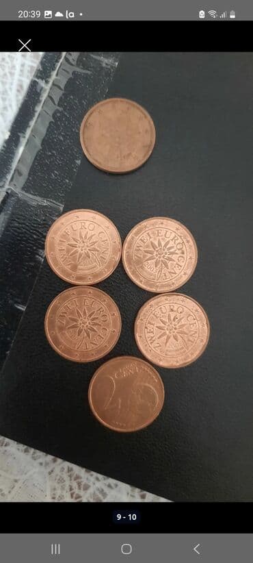 suvenir pullar: 20cent- 2eded; 5cent- 2eded; 2cent- 5eded; 1cent- 2eded. Avro xırda — 4