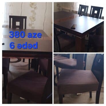Mətbəx üçün, Dördbucaq masa, 6 stul