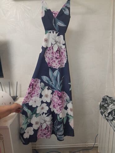 qadın ucun donlar: Məhsul: Qadın maxi don - Rəng: Tünd göy fon - Naxış: Böyük çiçək — 2