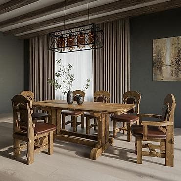 restoran masa: Qonaq otağı üçün, Açılmayan, Dördbucaq masa, 8 stul — 8