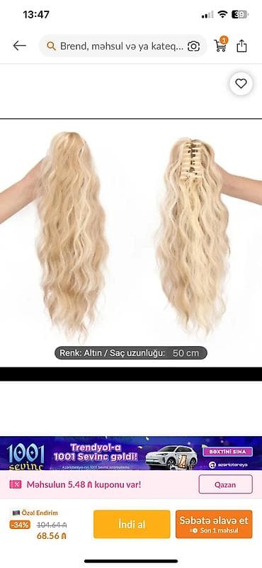 sari sac: SAÇ AT QUYRUĞU ZAJİMLE TAXİLAN SAÇ. NEÇİYE ALDİGİMİ ŞEKİLİ YANA — 3