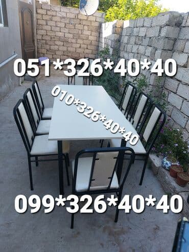 Masa və oturacaq dəstləri: Qonaq otağı üçün, Yeni, Dördbucaq masa, 6 stul — 24