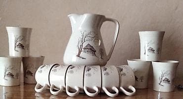 Çay dəsti, rəng - Ağ, Keramika, 6 nəfərlik, Çexiya