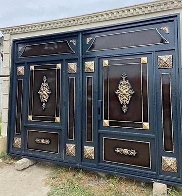 qapi ucun bezekler: Dəmir darvaza və qapı panelləri – klassik dekorlu, zərif işləməli — 4