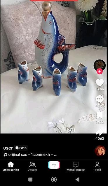 Salam aleykum Porcelain “Balıq” qrafin dəsti sarilir qiymeti 70azndir