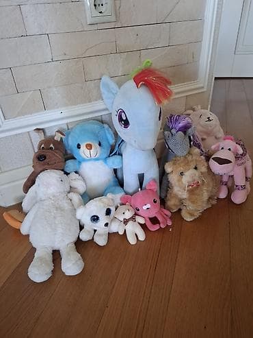 at yumşaq oyuncaqlar: Böyük yumşaq oyuncaqlar dəsti - Göy rəngli unicorn/at fiquru (qalın — 2