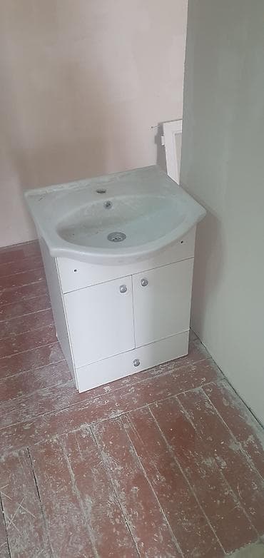 Hamam üçün əl üzüyü/lavabo ilə şkaf dəsti - Ağ rəngli keramika