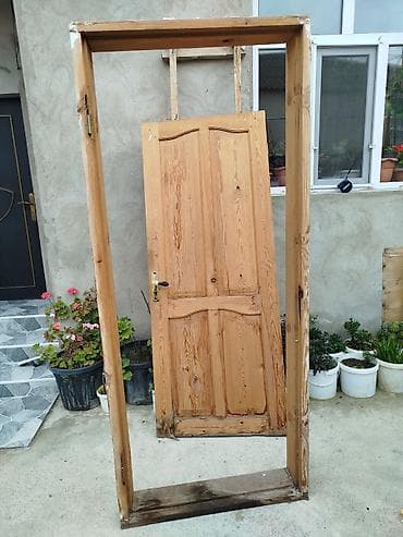 kreditle plastik qapi pencere: Taxta qapı və qutu (kərpic arası üçün) - Material: təbii ağac — 1