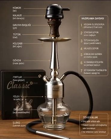 cekme: MattPear Classic M Plus qəlyan seti Tam dəst: - Metal gövdə (stabil — 1