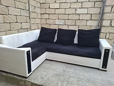bal: Ağ-qara künc divan - L formalı, 2 hissədən ibarət künc divan - Rəng — 1