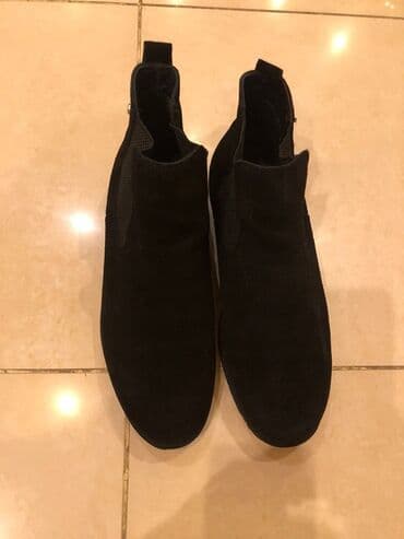 замшевые мужские ботинки: Məhsul: Qara rəngli kişi botları (Chelsea üslubu) - Material: Yumşaq — 2