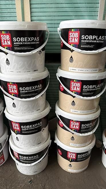 Təmir və tikinti: Akril Fasad üçün boya, SOBSAN, 25 kq, rəng - Ağ, Suya davamlı — 1