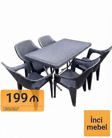 Plastik masa və stul dəsti – “İnci mebel” - 1 ədəd düzbucaqlı masa + — 1