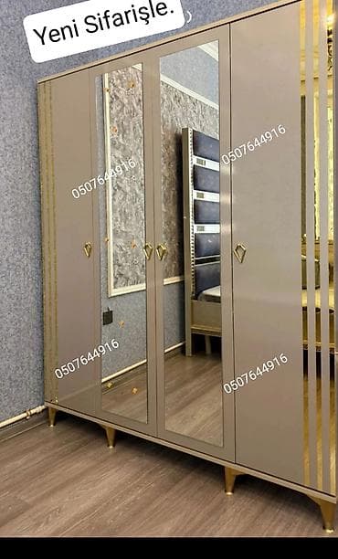 tek kravatlar: Düz dolab, Yataq otağı üçün, Paltar üçün, Açılan, Korpuslu, 6 qapı — 8