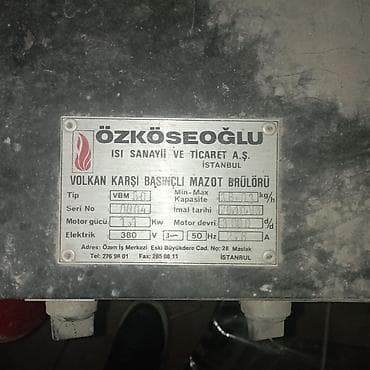 Özköseoğlu “Volkan” mazot ve qaz forsunkali brülörlü sənaye qazanı — 1