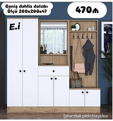tibbi ref: Düz dolab, Dəhliz üçün, Paltar üçün, Açılan, Quraşdırıla bilən, 3 qapılı — 1