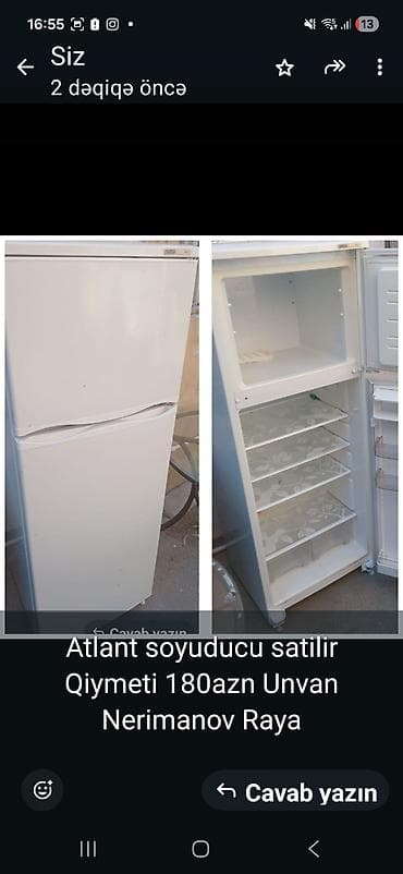 Soyuducular: 2 qapılı Atlant Soyuducu Satılır, rəng - Ağ — 1