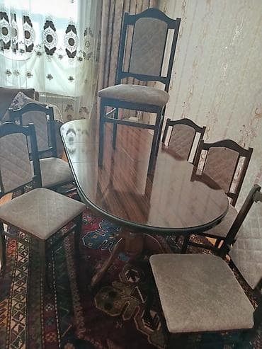 bar stolları: Qonaq otağı üçün, Oval masa, 6 stul — 1