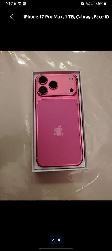 iphone 6 plus satın al: IPhone 17 Pro Max, 1 TB, Çəhrayı, Face ID — 4