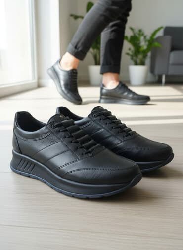 Məhsul: Kişi gündəlik ayaqqabısı - Rəng: Qara - Material: Yumşaq dəri