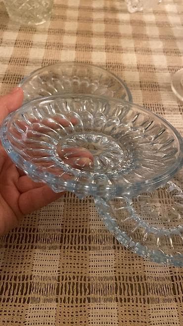 tort qabları: Tort və şiriniyyat qabı, rəng - Mavi, Şüşə — 1