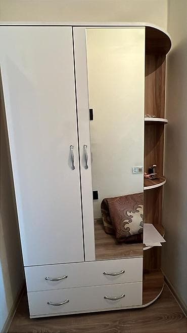 embawood dolablar: 2 qapılı, Güzgülü, Ağ, Digər material, Açılan, Düz dolab — 1