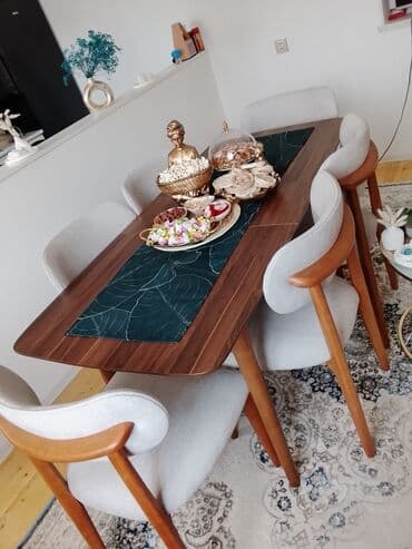 stul örtükləri: Mətbəx üçün, Yeni, Açılan, Dördbucaq masa, 6 stul — 1