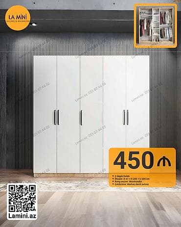 LA MINI – 5 qapılı dolab - Ölçülər: D 47 × H 200 × U 200 sm - Rəng