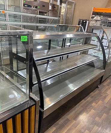 Şirniyyat/kafe üçün soyuduculu vitrindir. - Ön və yanlardan şəffaf