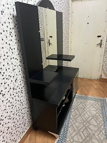 ev giris qapilari: 1 qapı, Güzgülü, Qara, Digər material, Açılan, Düz dolab — 2