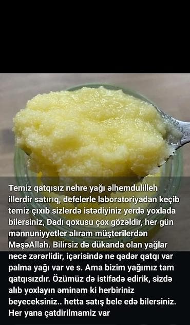 su baki: Məhsul: Təbii nehri yağı (qatqısız) Təsvir: - Süd qaymağından ənənəvi — 2