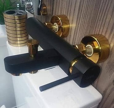 Qara-qızılı vanna/duş qarışdırıcısı – GRANA - Rəng: mat qara gövdə