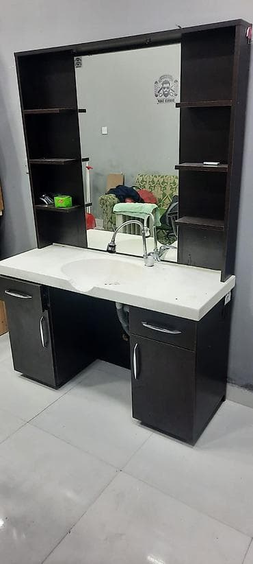 Салонные, медицинские комплекты мебели: Salon üçün güzgülü lavabo modulu - Tərkibi: böyük divar güzgüsü — 5