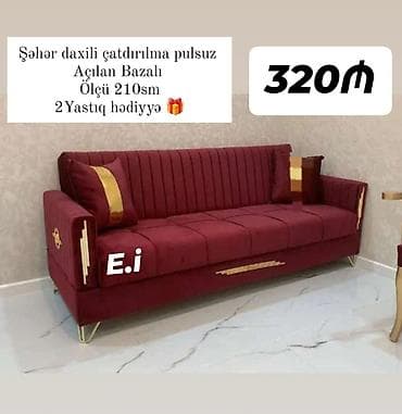 ev stul: Divan yep yeni 320 azn 2 yastıq hədiyyə 🎁 açılan bazalı rəng seçimi — 1
