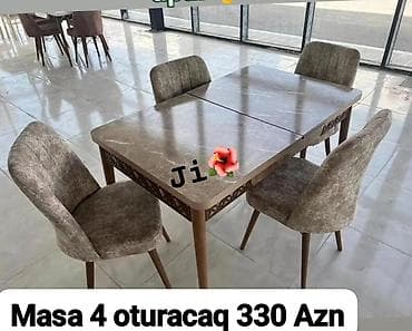 stol stul kuxna: Mətbəx üçün, Açılmayan, Dördbucaq masa, 4 stul — 2
