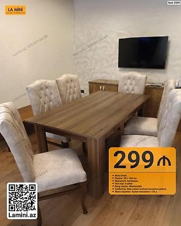 kohnə stul: Məhsul: Masa dəsti (Kod: 3509) - Tərkib: Masa + 6 ədəd stul - — 1
