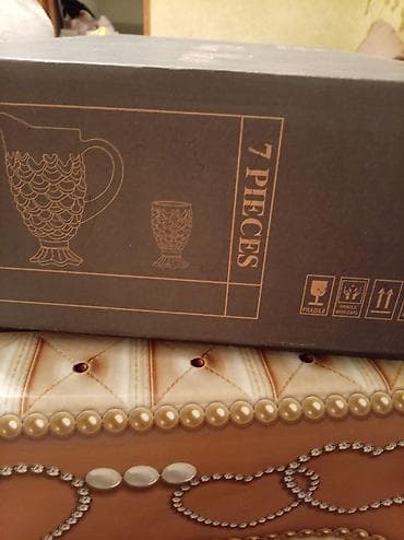 baliq satisi: Şüşə süfrə dəsti – 7 parça - 1 ədəd iri sürahı - 6 ədəd stəkan/kasa — 2