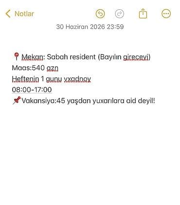 restaranda is: Xadimə tələb olunur, Aylıq ödəniş, 30-45 yaş — 1