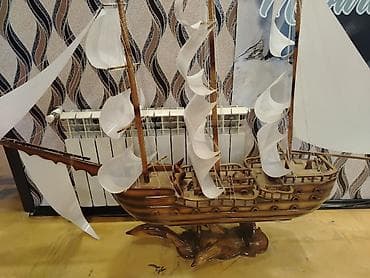Gəmi modelləri: Böyük dekorativ yelkənli gəmi maketi - Material: cilalanmış ağac — 3