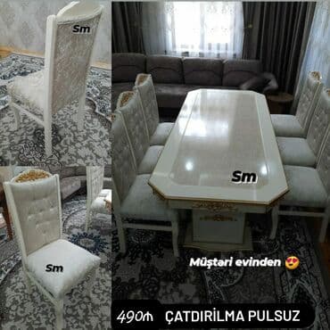 masalar ve stullar: Qonaq otağı üçün, Yeni, Dördbucaq masa, 6 stul — 3