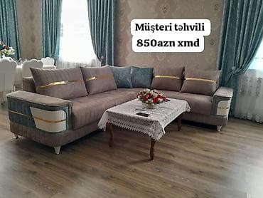 Künc divan dəsti - Modern “L” formalı künc divan - Yumşaq parça